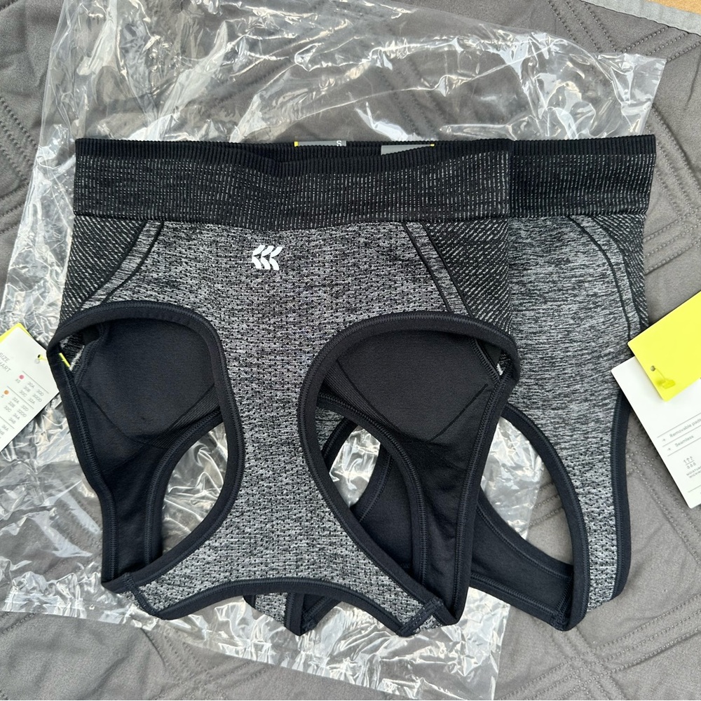 2 pack all in motion women’s gray seamless racer sports bra - Picture 4 of 4